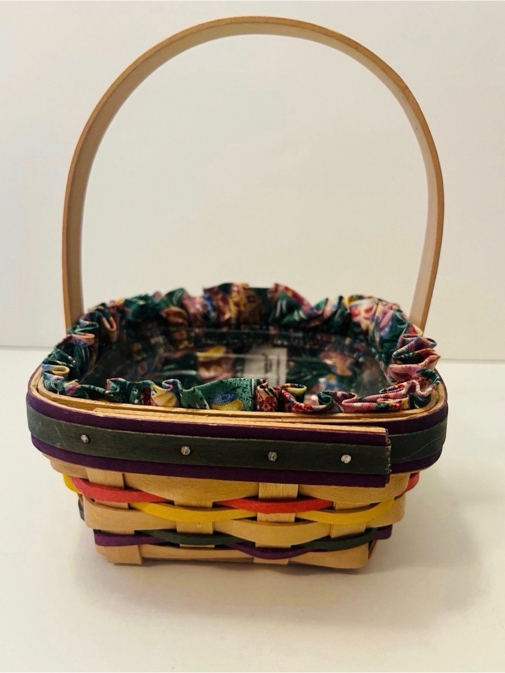 Longaberger Small Square Easter Basket with Easter Egg Liner Insert Vintage 1998 - Picture 4 of 12